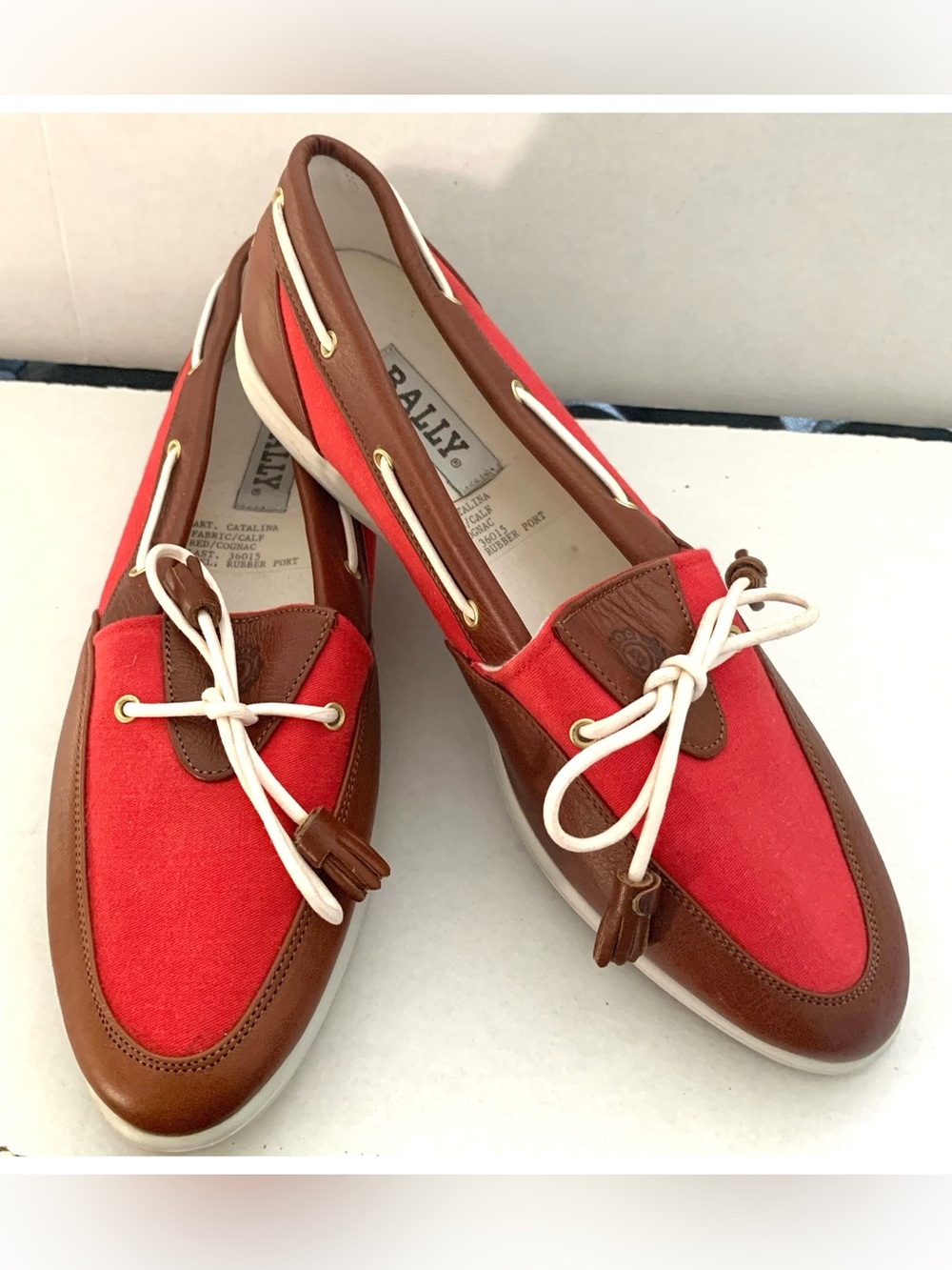 Bally Vintage Loafer Catalina Leather Red Cognac Leather Fabric Size 9 Women’s